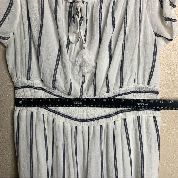 American eagle striped off shoulder ruffle tiered dress white gray - Picture 10 of 13
